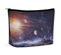 LLUTSNTH Makeup Bags Large Capacity Cosmetic Bags for Women Outer Space Galaxy Universe Open Flat Toiletry Bag Waterproof Makeup Pouch Portable Cosmetic Organizer Makeups Train for Travel Gift