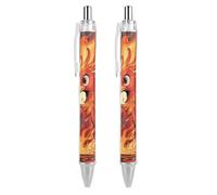 LLUTSNTH Manga Phoenix Ballpoint Pens Black Medium Point 0.55mm Ball Point Pen Retractable Office Pens with Super Soft Grip Writing Ink Pen for Men Women 2 PCS