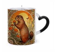 LLUTSNTH Marmot Marigold Patch Color Changing Mug Heat Changing Coffee Cup Funny Magic Mug Novelty Heat Sensitive Coffee Mugs for Men Women Office Christmas Birthday Gift 12 Oz