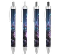 LLUTSNTH Mechanical Cat Ballpoint Pens Black Medium Point 0.55mm Ball Point Pen Retractable Office Pens with Super Soft Grip Writing Ink Pen for Men Women 4 PCS
