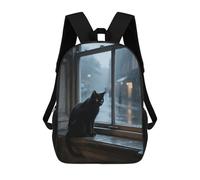 LLUTSNTH Melancholy Black Cat 17 Inch Laptop Backpack for Men Women Travel Daypack with Pockets Work Bag for Office