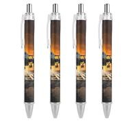 LLUTSNTH Military Aircraft Land Ballpoint Pens Black Medium Point 0.55mm Ball Point Pen Retractable Office Pens with Super Soft Grip Writing Ink Pen for Men Women 4 PCS
