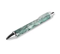 LLUTSNTH Mint Green Floral Ballpoint Pens Black Medium Point 0.55mm Ball Point Pen Retractable Office Pens with Super Soft Grip Writing Ink Pen for Men Women 1 PCS
