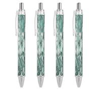 LLUTSNTH Mint Green Floral Ballpoint Pens Black Medium Point 0.55mm Ball Point Pen Retractable Office Pens with Super Soft Grip Writing Ink Pen for Men Women 4 PCS