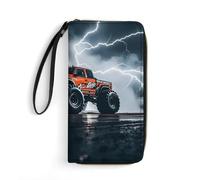 LLUTSNTH Monster Truck Black Sky Roar Womens Wallet Leather Money Clip Coin Purse Clutch Wristlet Travel Long Wallets