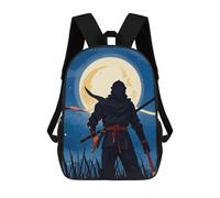 LLUTSNTH Moonlight Watercolor Style Ninja 17 Inch Laptop Backpack for Men Women Travel Daypack with Pockets Work Bag for Office