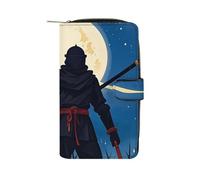 LLUTSNTH Moonlight Watercolor Style Ninja Travel Wallet Slim Leather Wallets Clutch Organizer Purse Coin Pocket for Men Women