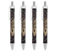 LLUTSNTH Moth Ballpoint Pens Black Medium Point 0.55mm Ball Point Pen Retractable Office Pens with Super Soft Grip Writing Ink Pen for Men Women 4 PCS