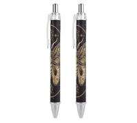 LLUTSNTH Moth Ballpoint Pens Black Medium Point 0.55mm Ball Point Pen Retractable Office Pens with Super Soft Grip Writing Ink Pen for Men Women 2 PCS