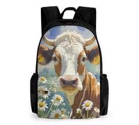 LLUTSNTH Mother Bear And Cubs Backpack with Pocket - 15.6-inch Laptop Sleeve Bag Casual Daypack for Work And Travel, Watercolor Cow and Daisy Flower, 42x30.5cm