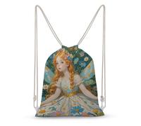 LLUTSNTH Music Monkey Drawstring Backpack for Women - Large Canvas Sackpack, Gym Sport Travel Bag, Drawstring Bags, Pfhorn Flower Fairy, 35x50cm, Travel Backpacks