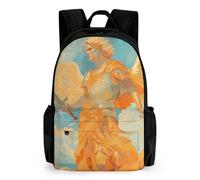 LLUTSNTH Music Notes Print Backpack with Pocket - 15.6-inch Laptop Sleeve Bag Casual Daypack for Work And Travel, Angel Holding Sword, 42x30.5cm