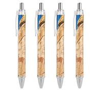LLUTSNTH Native American Ballpoint Pens Black Medium Point 0.55mm Ball Point Pen Retractable Office Pens with Super Soft Grip Writing Ink Pen for Men Women 4 PCS