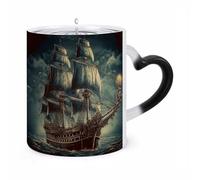 LLUTSNTH Nautical Vintage Sailing Pirate Ship Color Changing Mug Heat Changing Coffee Cup Funny Magic Mug Novelty Heat Sensitive Coffee Mugs for Men Women Office Christmas Birthday Gift 12 Oz