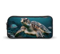 LLUTSNTH Ocean Animal Turtle-1 Pencil Case - Large Capacity Pencil Pouch Aesthetic Makeup Bag with Zipper for Stationery, Art Supplies, Travel Essentials
