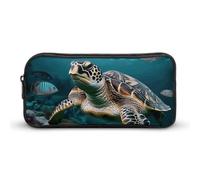 LLUTSNTH Ocean Animal Turtle-1 Pencil Case - Large Capacity Pencil Pouch Aesthetic Makeup Bag with Zipper for Stationery, Art Supplies, Travel Essentials