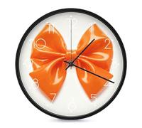 LLUTSNTH Orange Bow Wall Clock Vintage Round Clocks Silent Non Ticking Clock Personalized Pattern Modern Clocks for Home Office Decoration 10 Inch