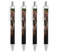 LLUTSNTH Orangutan Taking Photo Ballpoint Pens Black Medium Point 0.55mm Ball Point Pen Retractable Office Pens with Super Soft Grip Writing Ink Pen for Men Women 4 PCS
