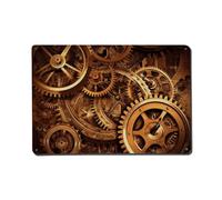 LLUTSNTH Outdoor Metal Wall Decorations Rustic Wall Art Hanging Walls Painting Cool Steampunk Gears Aluminum Retro Tin Sign Metal Signs Decor for Yard Backyard Patio Porch Decor