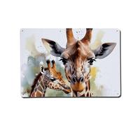 LLUTSNTH Outdoor Metal Wall Decorations Rustic Wall Art Hanging Walls Painting Watercolor Deer Giraffe Aluminum Retro Tin Sign Metal Signs Decor for Yard Backyard Patio Porch Decor