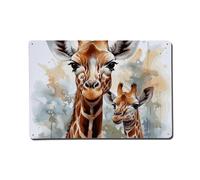 LLUTSNTH Outdoor Metal Wall Decorations Rustic Wall Art Hanging Walls Painting Watercolor Deer Giraffe Aluminum Retro Tin Sign Metal Signs Decor for Yard Backyard Patio Porch Decor