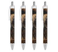 LLUTSNTH Owl Eyes Ballpoint Pens Black Medium Point 0.55mm Ball Point Pen Retractable Office Pens with Super Soft Grip Writing Ink Pen for Men Women 4 PCS