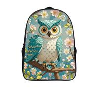 LLUTSNTH Owl Spring Flowers Turquoise Laptop Backpack for Men & Women Travel Daypack with Pockets, Work Bag for Office 16 In, Owl Spring Flowers Turquoise, 40x28x16cm