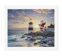 LLUTSNTH Paint by Numbers Kits for Adults, DIY Beginners Paint by Number Kits on Canvas, Santa Claus Lighthouse Digital Oil Number Painting, Easy Canvas Art Print Kit for Home Decor Gift 40x50cm