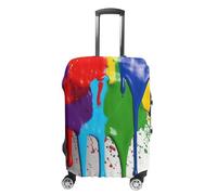 LLUTSNTH Paint Splatter Backdrop Suitcase Covers Luggage Protector - Travel Elastic Baggage Case Protective, Washable Anti-scratch Large Suit Case Cover for Suitcases Fits 19-32 Inch Luggages, white