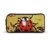 LLUTSNTH Paint Spotted Ladybug Pencil Case - Large Capacity Pencil Pouch Aesthetic Makeup Bag with Zipper for Stationery, Art Supplies, Travel Essentials
