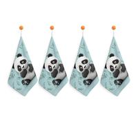 LLUTSNTH Panda Star Kitchen Towels Set -4PCS Super Absorbent Hand Towels, Soft Face Towel Set with Hanging Loop Lightweight Quick Dry Microfiber Dish Towels for Yoga Camping Hotel Spa Travel