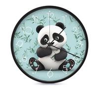 LLUTSNTH Panda Star Wall Clock Vintage Round Clocks Silent Non Ticking Clock Personalized Pattern Modern Clocks for Home Office Decoration 10 Inch