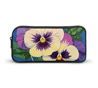LLUTSNTH Pansy Perfection Print Pencil Case - Large Capacity Pencil Pouch Aesthetic Makeup Bag with Zipper for Stationery, Art Supplies, Travel Essentials
