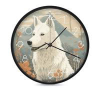 LLUTSNTH Pen Next to Dog Wall Clock Vintage Round Clocks Silent Non Ticking Clock Personalized Pattern Modern Clocks for Home Office Decoration 10 Inch