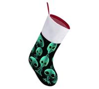 LLUTSNTH Personalized Christmas Stockings 16.5 Inch - Aliens Large Plush Xmas Stockings, Rustic Cozy Hanging Xmas Stocking Decorations for Family Holiday Christmas Party Decorations
