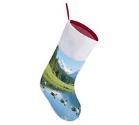 LLUTSNTH Personalized Christmas Stockings 16.5 Inch - Alpine Lake Large Plush Xmas Stockings, Rustic Cozy Hanging Xmas Stocking Decorations for Family Holiday Christmas Party Decorations