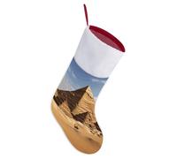 LLUTSNTH Personalized Christmas Stockings 16.5 Inch - Ancient Egypt Pyramid Large Plush Xmas Stockings, Rustic Cozy Hanging Xmas Stocking Decorations for Family Holiday Christmas Party Decorations