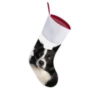 LLUTSNTH Personalized Christmas Stockings 16.5 Inch - Border Collie Large Plush Xmas Stockings, Rustic Cozy Hanging Xmas Stocking Decorations for Family Holiday Christmas Party Decorations