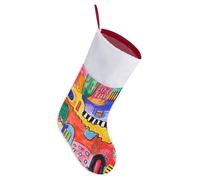 LLUTSNTH Personalized Christmas Stockings 16.5 Inch - Bright Colored Curves Large Plush Xmas Stockings, Rustic Cozy Hanging Xmas Stocking Decorations for Family Holiday Christmas Party Decorations