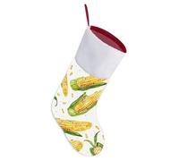 LLUTSNTH Personalized Christmas Stockings 16.5 Inch - Cartoon Corn on The Cob Large Plush Xmas Stockings, Rustic Cozy Hanging Xmas Stocking Decorations for Family Holiday Christmas Party Decorations