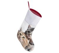 LLUTSNTH Personalized Christmas Stockings 16.5 Inch - Cats Large Plush Xmas Stockings, Rustic Cozy Hanging Xmas Stocking Decorations for Family Holiday Christmas Party Decorations
