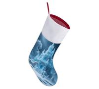 LLUTSNTH Personalized Christmas Stockings 16.5 Inch - Cold Castle Large Plush Xmas Stockings, Rustic Cozy Hanging Xmas Stocking Decorations for Family Holiday Christmas Party Decorations