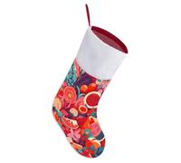 LLUTSNTH Personalized Christmas Stockings 16.5 Inch - Colorful Food Patterns Large Plush Xmas Stockings, Rustic Cozy Hanging Xmas Stocking Decorations for Family Holiday Christmas Party Decorations
