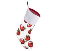 LLUTSNTH Personalized Christmas Stockings 16.5 Inch - Comic Style Tomatoes Large Plush Xmas Stockings, Rustic Cozy Hanging Xmas Stocking Decorations for Family Holiday Christmas Party Decorations