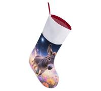 LLUTSNTH Personalized Christmas Stockings 16.5 Inch - Donkey in Magic Blooms Large Plush Xmas Stockings, Rustic Cozy Hanging Xmas Stocking Decorations for Family Holiday Christmas Party Decorations