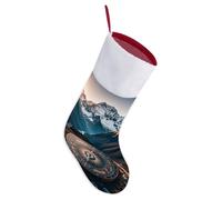 LLUTSNTH Personalized Christmas Stockings 16.5 Inch - Mountain Compass Large Plush Xmas Stockings, Rustic Cozy Hanging Xmas Stocking Decorations for Family Holiday Christmas Party Decorations