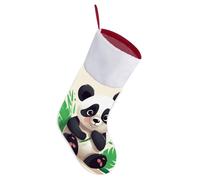 LLUTSNTH Personalized Christmas Stockings 16.5 Inch - Panda Star Large Plush Xmas Stockings, Rustic Cozy Hanging Xmas Stocking Decorations for Family Holiday Christmas Party Decorations