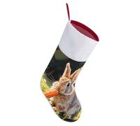 LLUTSNTH Personalized Christmas Stockings 16.5 Inch - Rabbit Large Plush Xmas Stockings, Rustic Cozy Hanging Xmas Stocking Decorations for Family Holiday Christmas Party Decorations