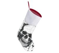 LLUTSNTH Personalized Christmas Stockings 16.5 Inch - Simple Skull Graphic Large Plush Xmas Stockings, Rustic Cozy Hanging Xmas Stocking Decorations for Family Holiday Christmas Party Decorations