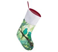 LLUTSNTH Personalized Christmas Stockings 16.5 Inch - Two Parakeets Large Plush Xmas Stockings, Rustic Cozy Hanging Xmas Stocking Decorations for Family Holiday Christmas Party Decorations